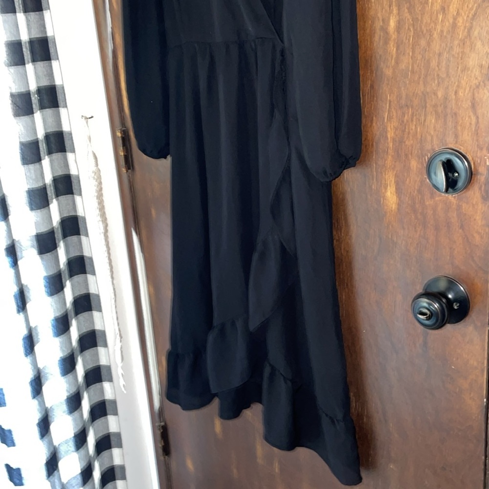Old nacy black ruffle faux wrap dress - Picture 6 of 8